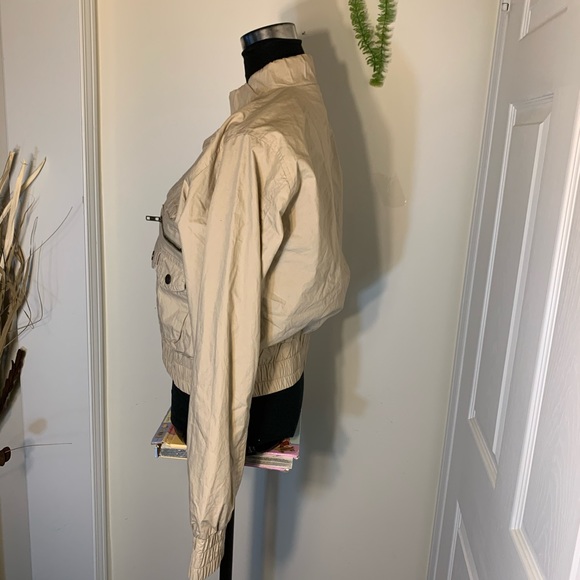 Vintage 725 Beige Bomber Utility Cropped Jacket Size Large - Picture 2 of 16